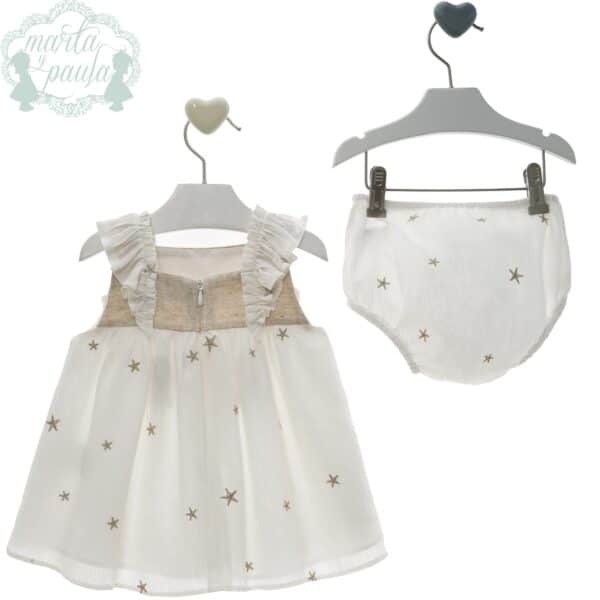 Marta y Paula, Vestido Bebé Estrelladas Doradas Familia Cibeles - Imagen 2
