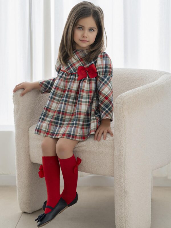 Miranda, Vestido Infantil Cuadros Corte Alto Lazada "Zoey" - Imagen 2