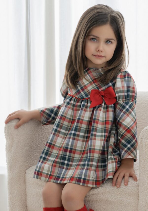 Miranda, Vestido Infantil Cuadros Corte Alto Lazada "Zoey"